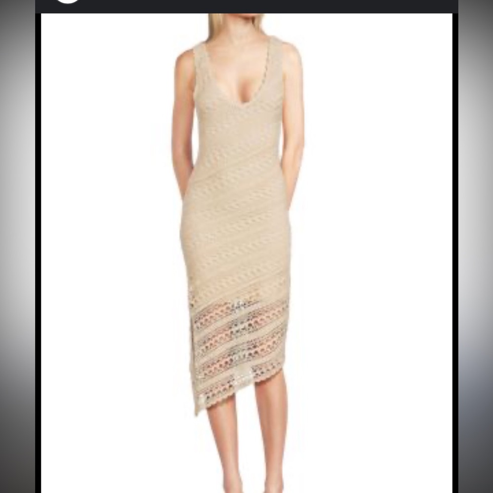 $205‎ Central Park West Cream Lake Crochet Midi Dress Small